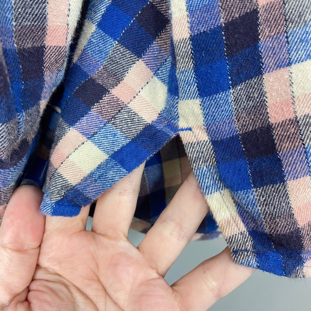 Madewell Flannel Sunday Shirt Size S Button Up Blue Pink Plaid Cabincore Western - Picture 14 of 15